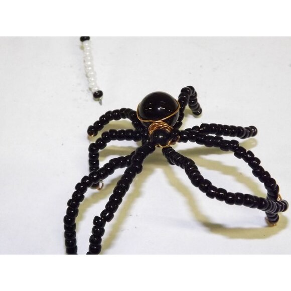 Handmade Beaded Spider Ornaments Set Of 7 Decor Figurines Beads Stones Ooak BagD - Picture 8 of 16